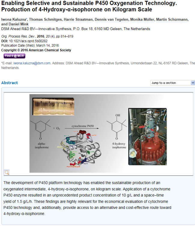 DSM publish seminal paper in Organic Proces RD